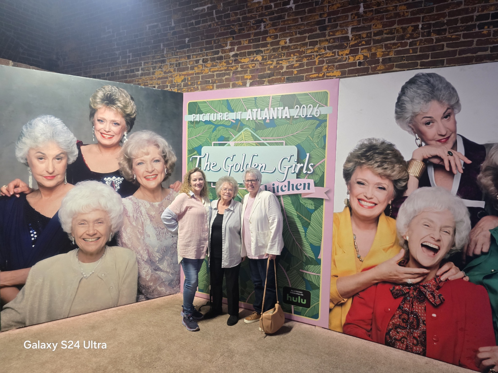 Rare night out with mom and younger sister at "The Golden Girls Kitchen" pop up in Atlanta. Family time